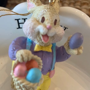 Easter bunny with basket of eggs ornament