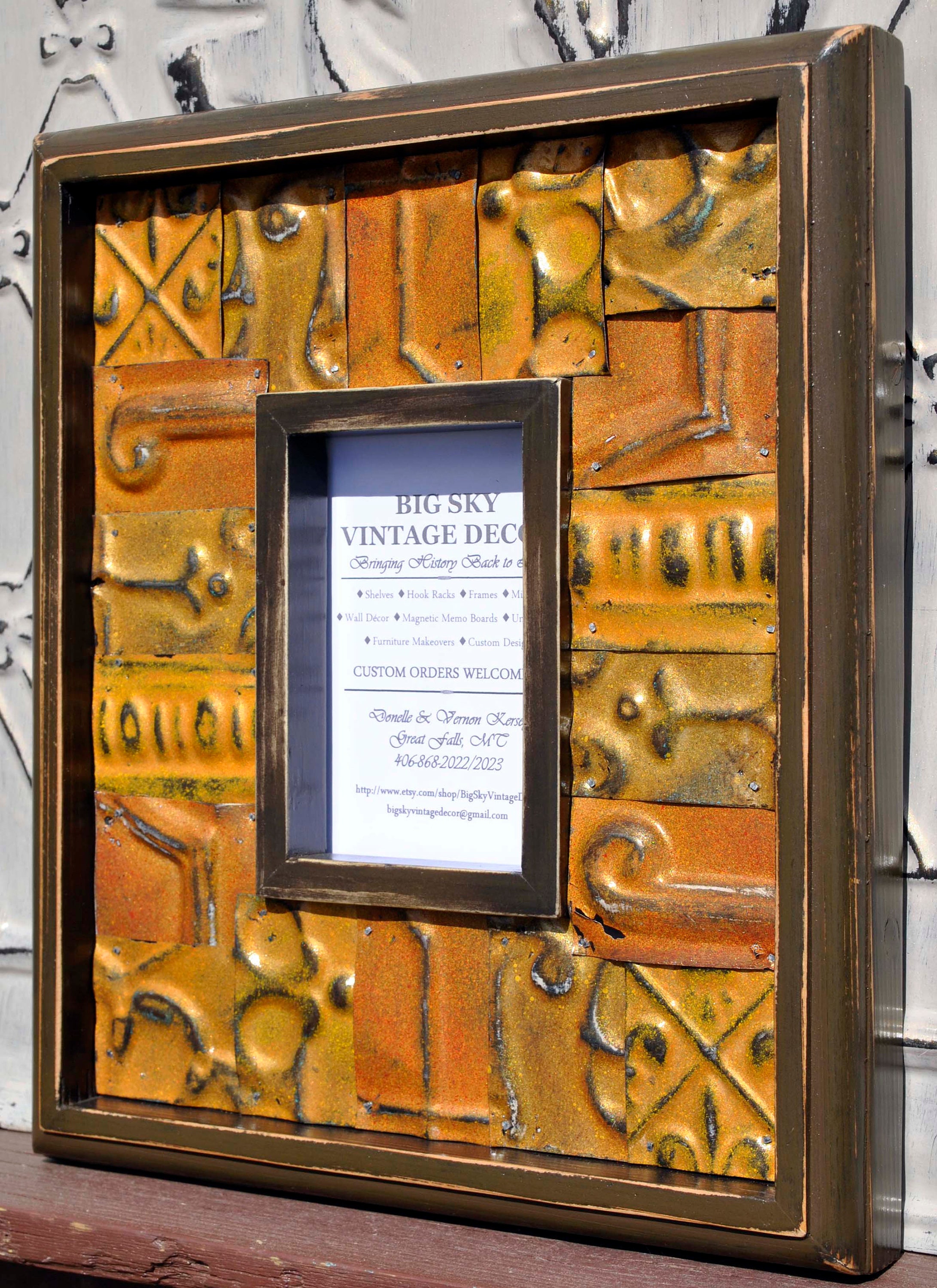 Antiguo estaño techo azulejo marco de la foto rústica | Etsy