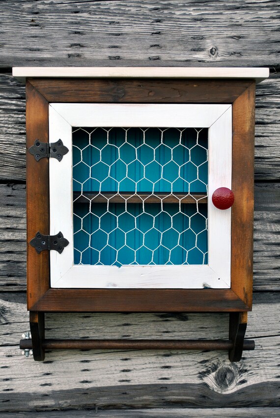 Farmhouse Rustic Wall Cabinet Chicken Wire Primitive Country Etsy
