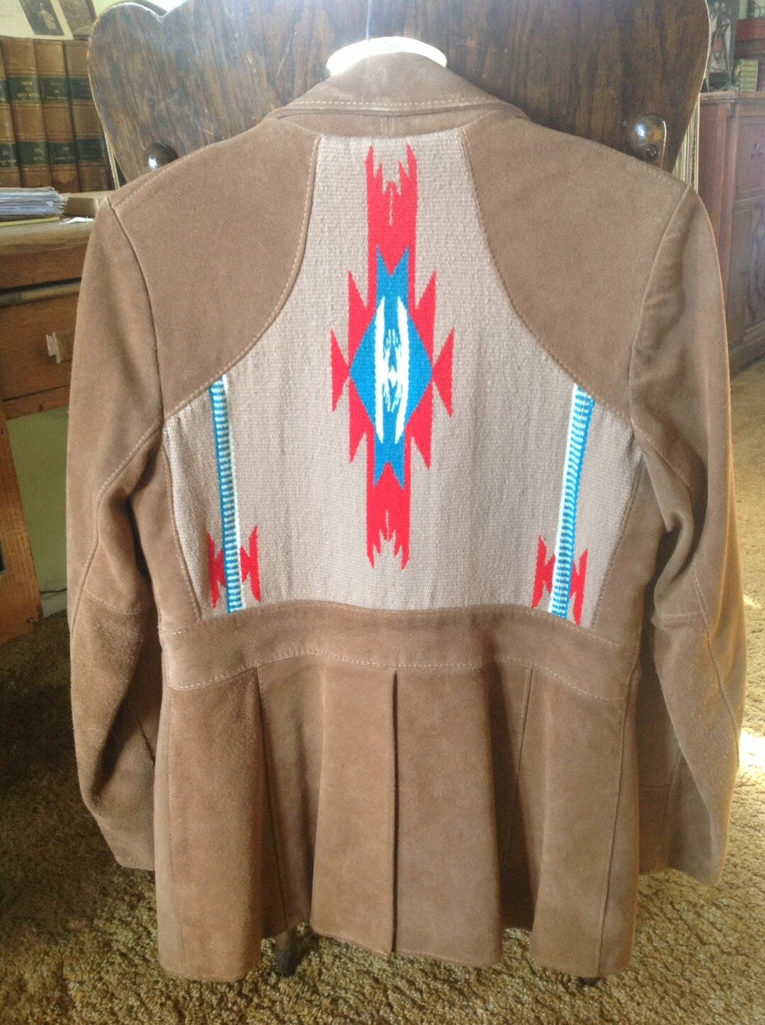 Vintage Leather Textile Wool Pioneer Wear Jacket Woven Chimayo Ortega ...