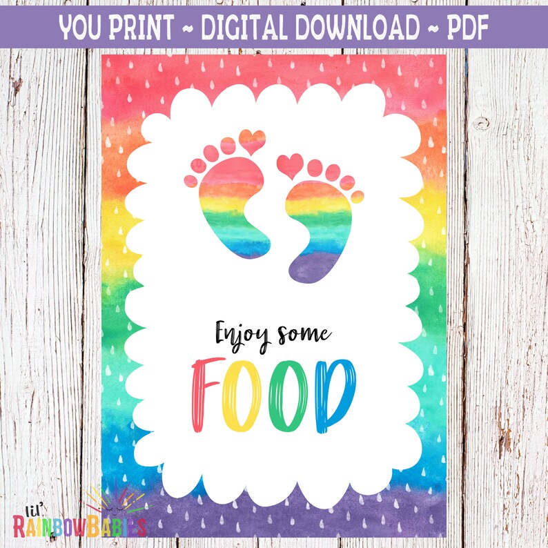 Food Signs PRINTABLE Rainbow Baby Shower Food Signs Sweets Etsy