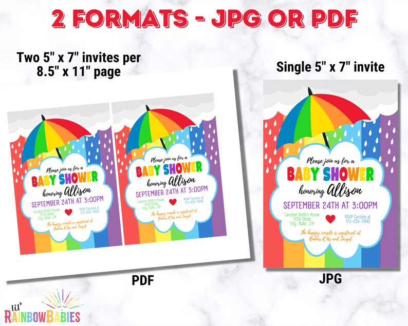 Rainbow Baby Shower Invitation Template EDITABLE & PRINTABLE Etsy
