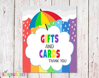 Rainbow Baby Shower Sign, PRINTABLE Gifts And Cards Sign, Baby Shower Party Signs, Printable Baby Shower Signs, INSTANT DOWNLOAD