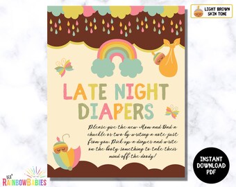 PRINTABLE Late Night Diapers Sign, Baby Shower Party Sign, Baby Shower Games, Game Station Sign, Rainbow Baby Shower Sign, INSTANT DOWNLOAD