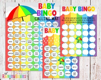 Baby Shower Bingo, Rainbow Baby Shower Bingo, Baby Bingo, PRINTABLE Baby Shower Games, Baby Shower Bingo Cards, Printable Baby Bingo Cards