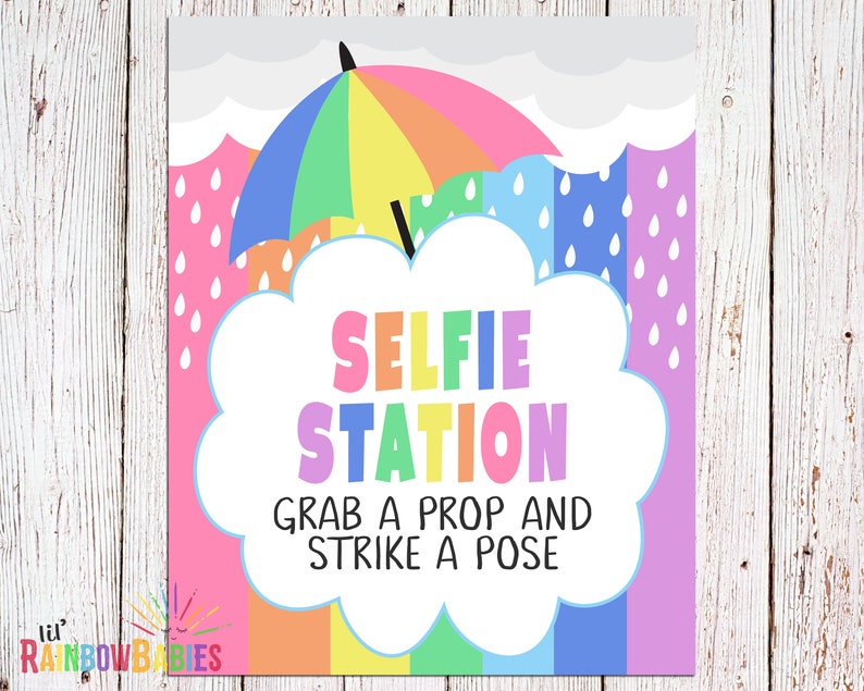 PRINTABLE Selfie Station Sign Rainbow Pastel Photo Booth - Etsy