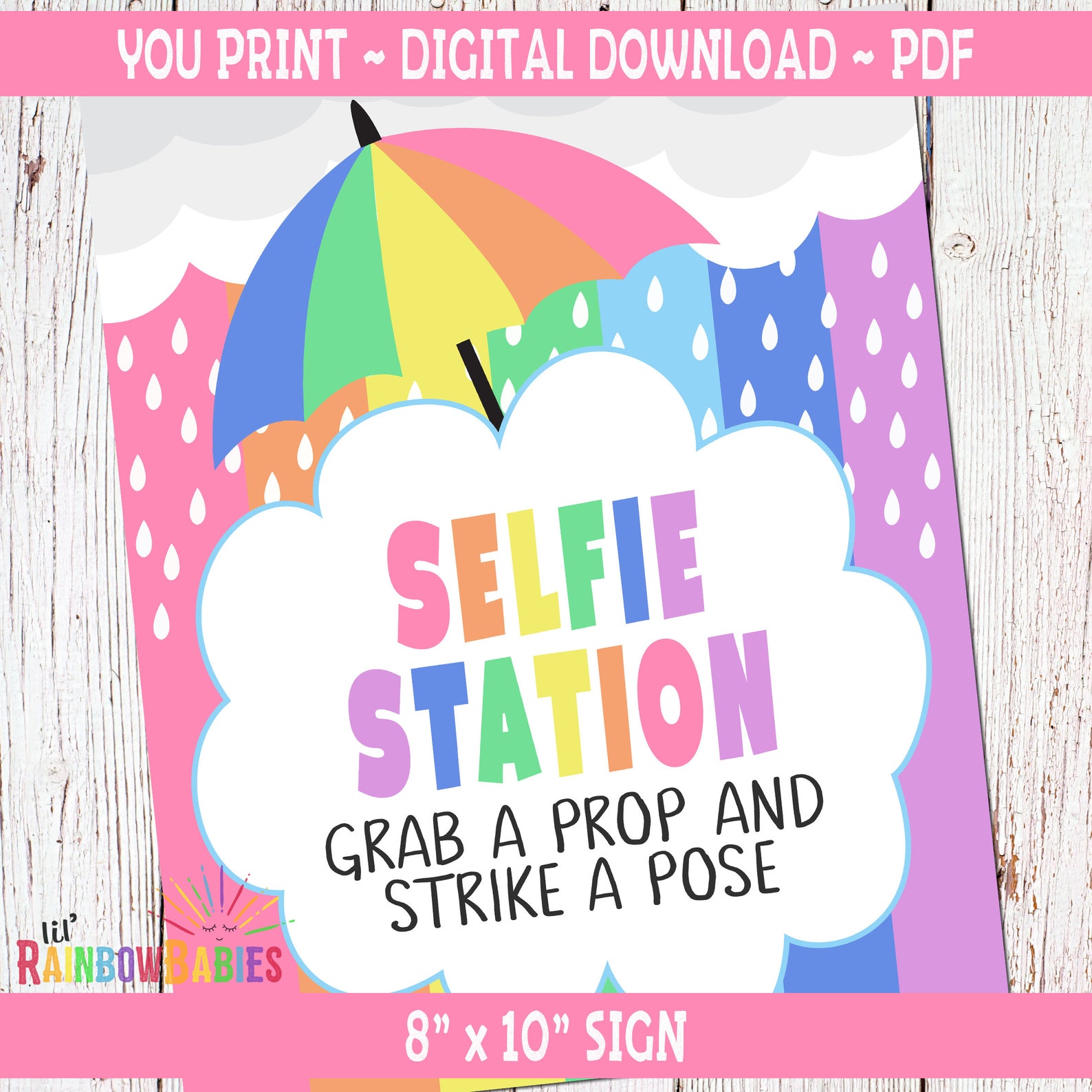 PRINTABLE Selfie Station Sign Rainbow Pastel Photo Booth - Etsy