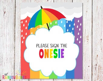 PRINTABLE Rainbow Baby Shower Party Sign, Baby Shower Games, Game Station Sign, Printable Baby Shower Game, Party Signs, INSTANT DOWNLOAD
