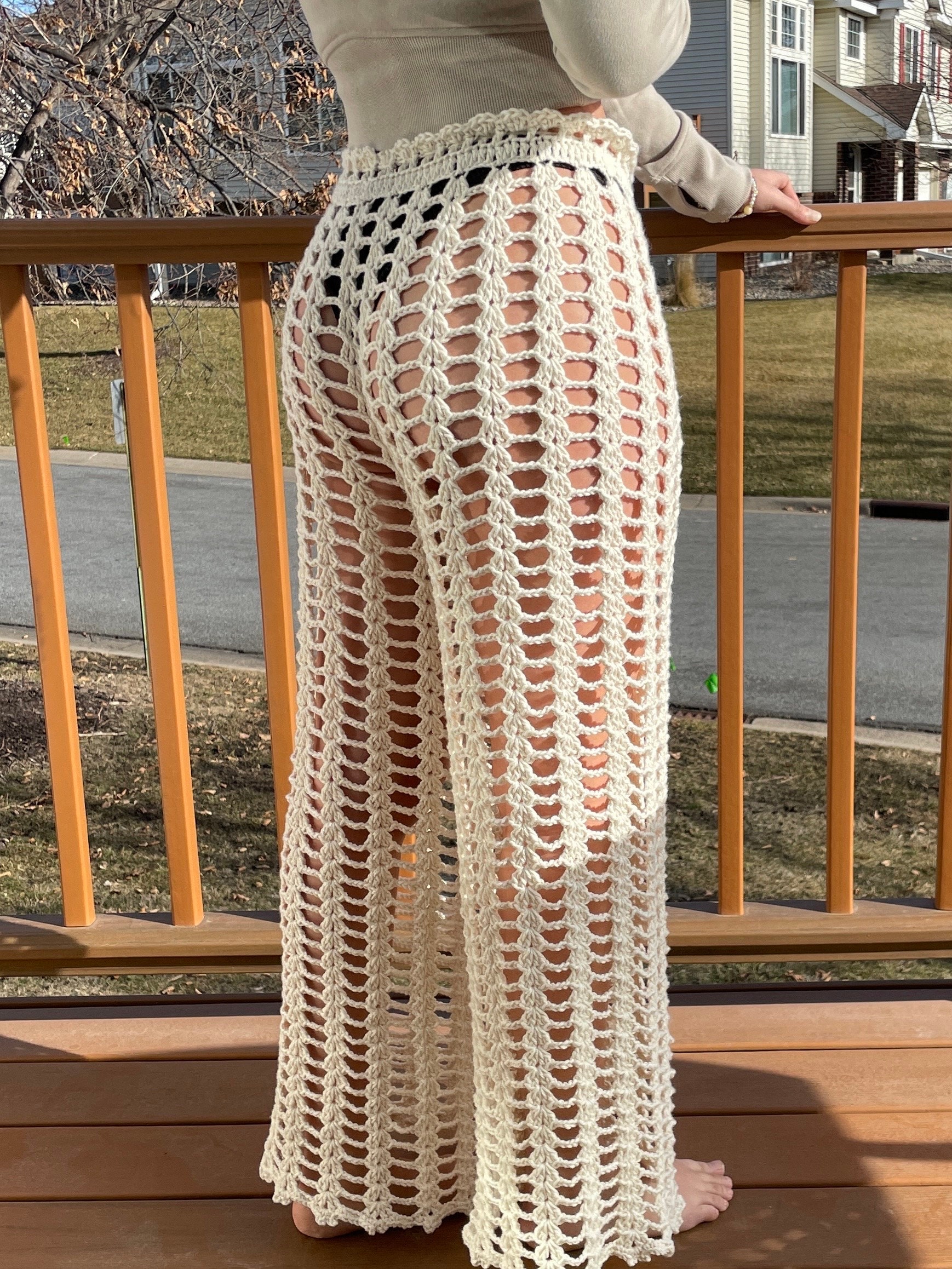 Crochet Mesh Pants. Swimsuit Coverups. Beach Pants. Summer Pants ...