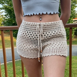 Crochet mesh shorts. Swimsuit coverups.