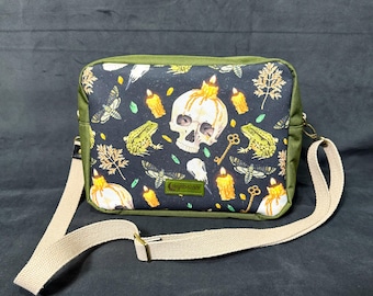 Everyday Bag, Apothecary Bag, Large Shoulder Bag, Witchy Bag, Camera Bag, Shoulder Bag, Spooky Purse, Handmade Bag, Skeleton Bag