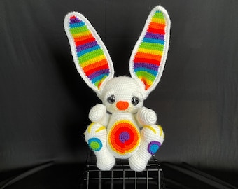 Rainbow Rabbit Doll, Crocheted Bunny, Crochet Rabbit Doll, Pride Doll, Amigurumi Bunny, Whimsical Decor, Pride Gift