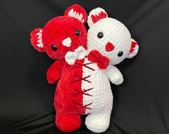 Jumbo Two Headed Plushie, Jumbo Crochet Doll, Two Head Crochet Plushies, Custom Doll, Halloween Plush, Made to order Doll, Cute Halloween