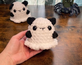 Kitty Plush, Chonky Cat Plush, Kitty Plushie, Ghost Cat, Ghost Kitty Plush, Ghost Plush, Crochet Ghost Cat, Halloween Plushie