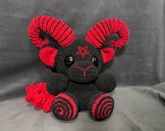 Custom Jumbo Baphomet, Giant Crochet Baphomet, Amigurumi, Jumbo Crochet, Creepy Cute, Handmade Doll, MADE TO ORDER