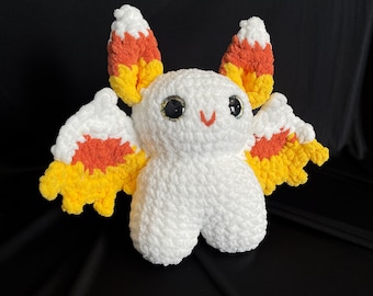 Crochet Bat, Candy Corn Bat, Spooky Bat Plush, Plush Candy Corn Bat, Halloween Bat Plush