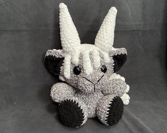 Crochet Goat, Cookies and Cream Plush, Oreo Goat Plush, Plush Baphomet, Amigurumi, Black Phillip, Crochet Goat,  Creepy Cute, Handmade Doll