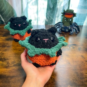 Kitty Plüsch, Chonky Cat Plüsch, Kitty Plüsch, Kürbis Katze, Kürbis Black Kitty Plüsch, Kürbis Plüsch, Gehäkelte schwarze Katze, Halloween