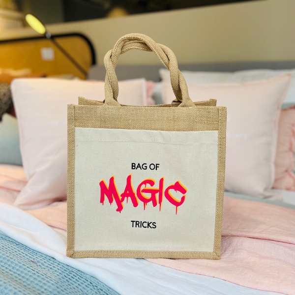 Einkaufstasche / Shopper mit Aufdruck bag of magic tricks Aufdruck Neon Pink Orange Graffiti! Gefütterter Doppelgriff, innen gummiert