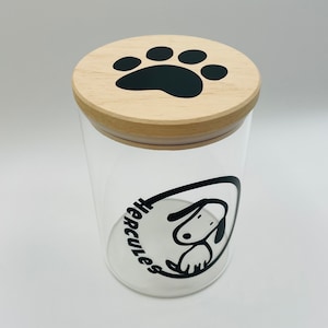 Personalized treat jar with your dog's name! Dog reward dog snack jar jar with wooden lid and sticker dog logo name