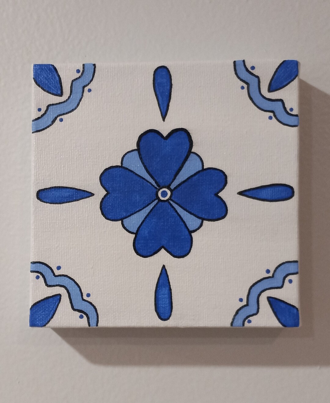 6x6 Painting Inspired by Talavera Tile 3D Canvas Painting Etsy