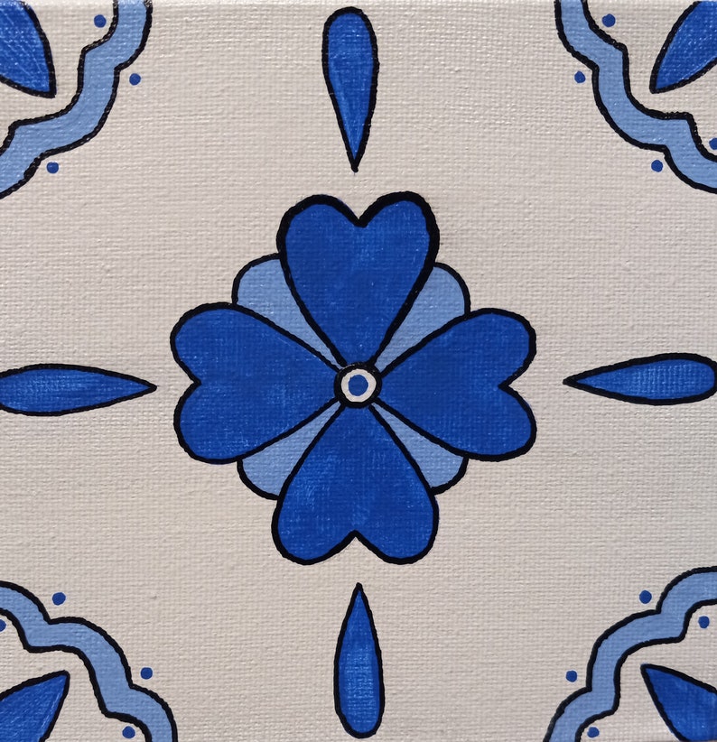 6x6 Painting Inspired by Talavera Tile 3D Canvas Painting Etsy