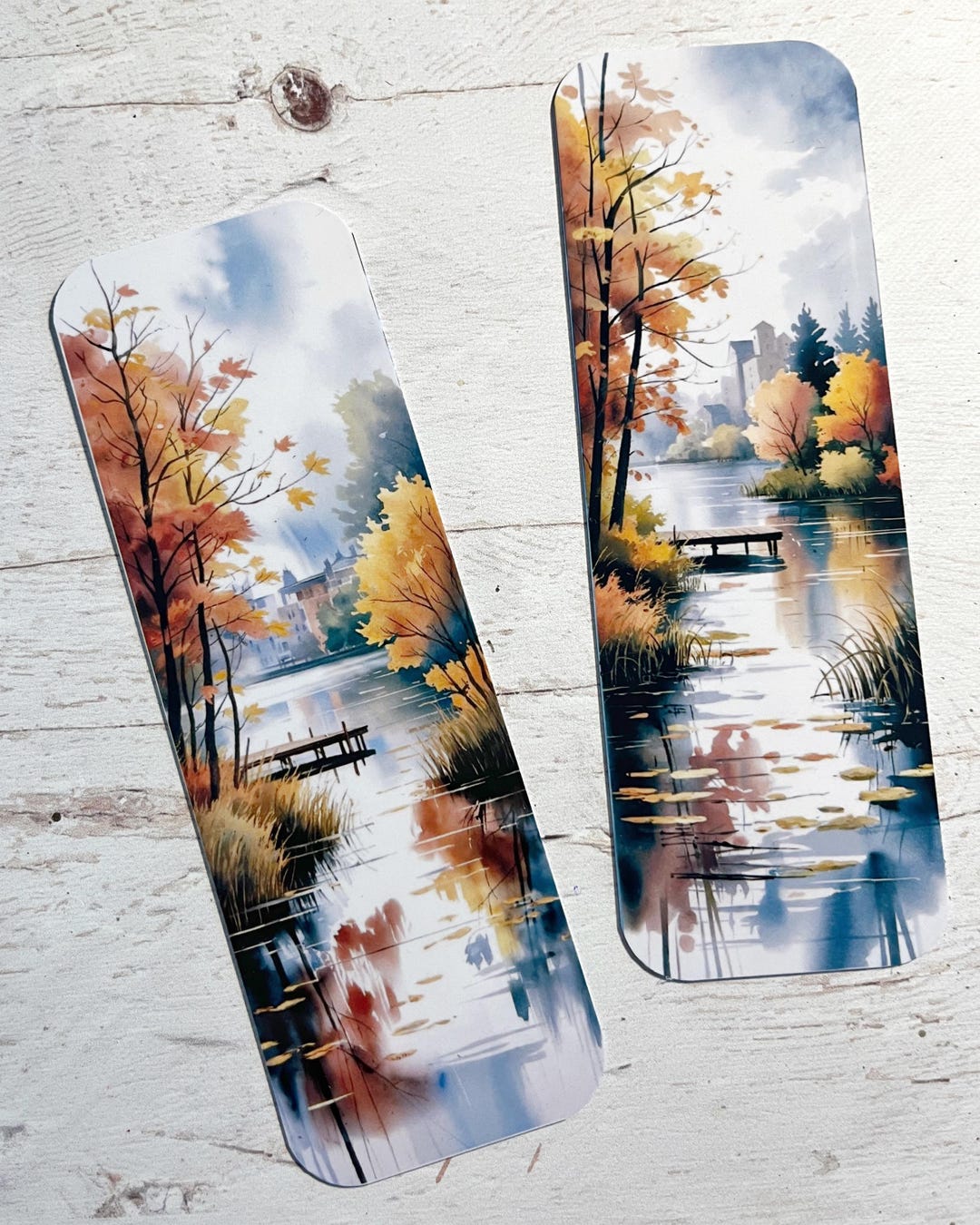Watercolor River Bookmark Set of 2 Handmade Laminated Fantasy Bookmarks ...