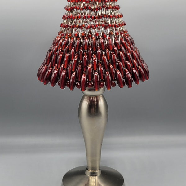 Pottery Barn Peter Candle Stick (10.75") and Red Beaded Shde