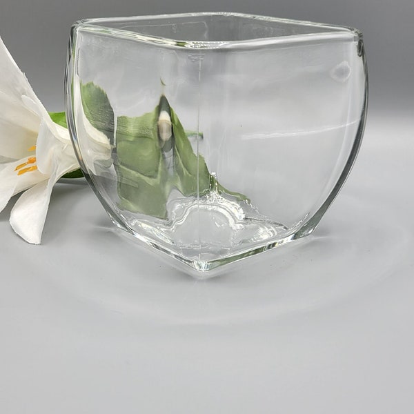 Libbey glass tapered square vase