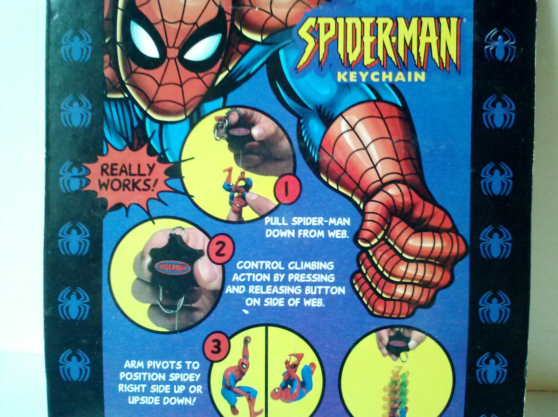 spiderman action keychain web climbing action marvel