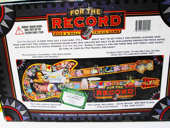 For The Record Rock Roll Trivia Game 50s 60s 70s Edition Etsy