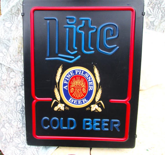 Large Lite Beer Neon Lighted Sign Miller Lite Pilsner Beer Bar Pub