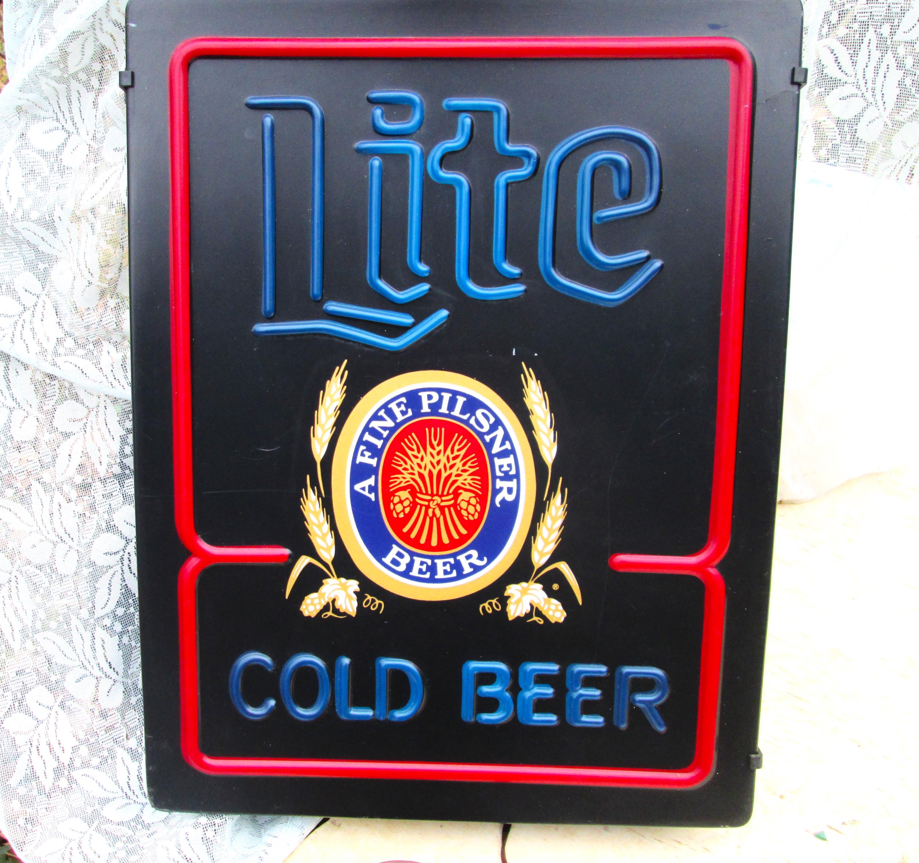 Large Lite Beer Neon Lighted Sign Miller Lite Pilsner Beer Bar Pub