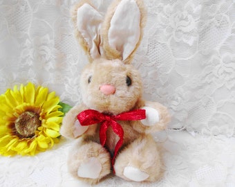 Plush Bunny Rabbit Easter Bunny Figure Rabbit Stuffed Animal Toy Doll Easter Basket Toy Vintage Spring Nursery Decor Pangburns TX