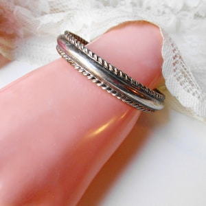 Antique Silver Bangle Bracelet Vintage Mexican Silver Style Feathered Desgin Gothic 1/2&quot; wide Signed Bangle