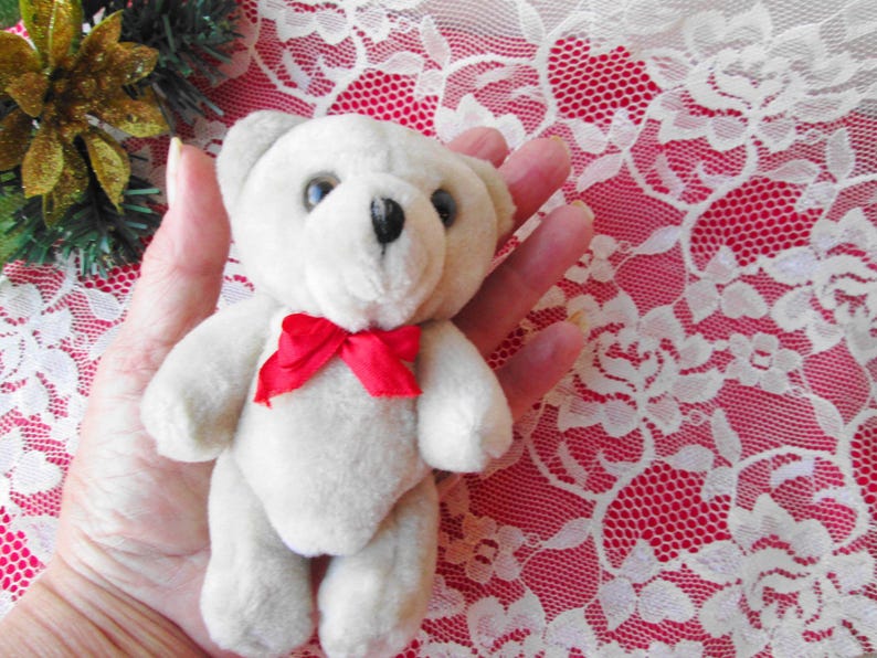 Plush Teddy Bear Small Jointed Articulated Bear Like New Movable Arms Head Legs Stuffed Animal Light Gray Furry Bear zdjęcie 6