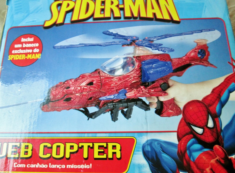 Spiderman Web Copter Toy The Amazing Spider-Man Web Copter NIB Play Set w 6" Spiderman Action Figure & Missiles Marvel Universe Rare image 10