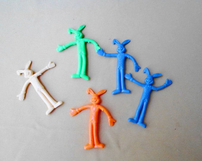 Bendable Small Rubber Bendy Bunny Rabbit Toys 5 Easter Basket Filler ...