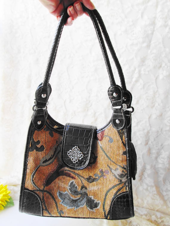 Floral Tapestry Purse Carpet Purse Handbag Brown … - image 9