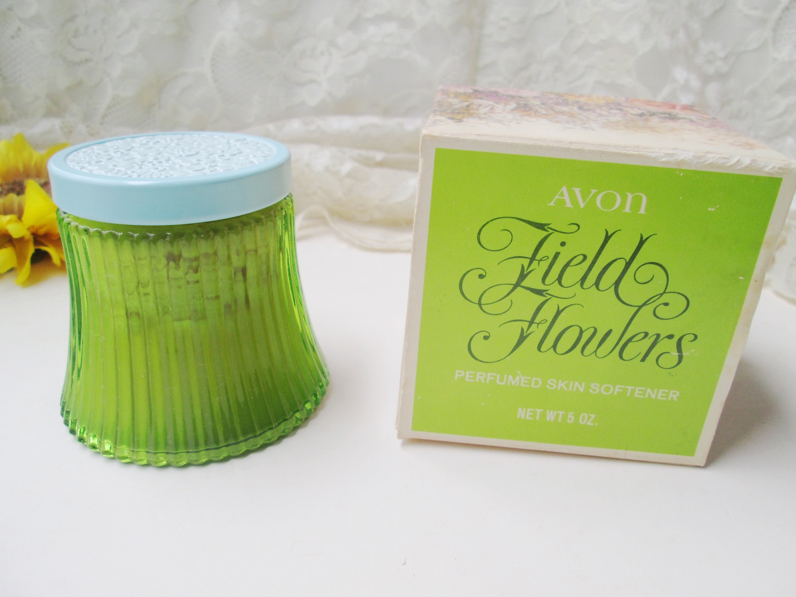Rare Avon Field of Flowers Perfumed Skin Softener Green Glass Etsy