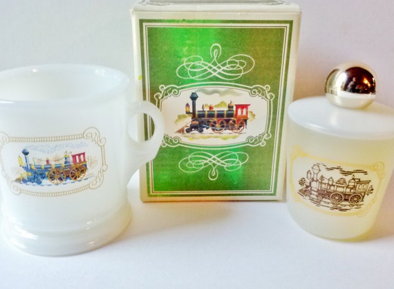 Avon Shaving Mug After Shave Cologne Vintage Milk Glass Fire King