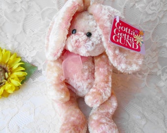 Pink Easter Bunny Rabbit Plush Animal Special Grund Bunny Extra Silky Soft Fur Cuddly Hugable Gotta Geta Gund Bunny Long Legs & Ears