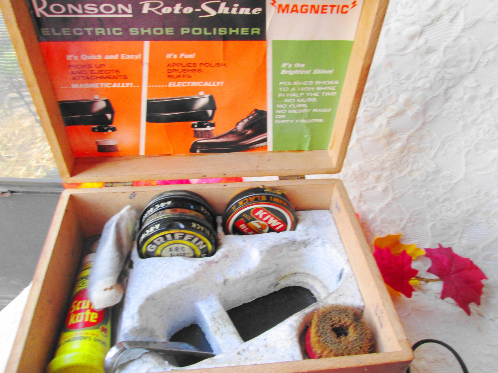 Ronson Roto Shine Electric Shoe Polisher Kit Wood Shoe Shine Etsy