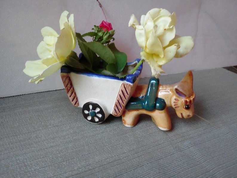 Donkey Pulling Cart Figurine Vase Planter Vintage Porcelain Etsy Hong