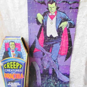 Creepy Creatures Dracula Puzzle Large 20&quot; Dracula Monster Jigsaw Puzzle 100pc Puzzle in Coffin Box HG Toys Halloween puzzle