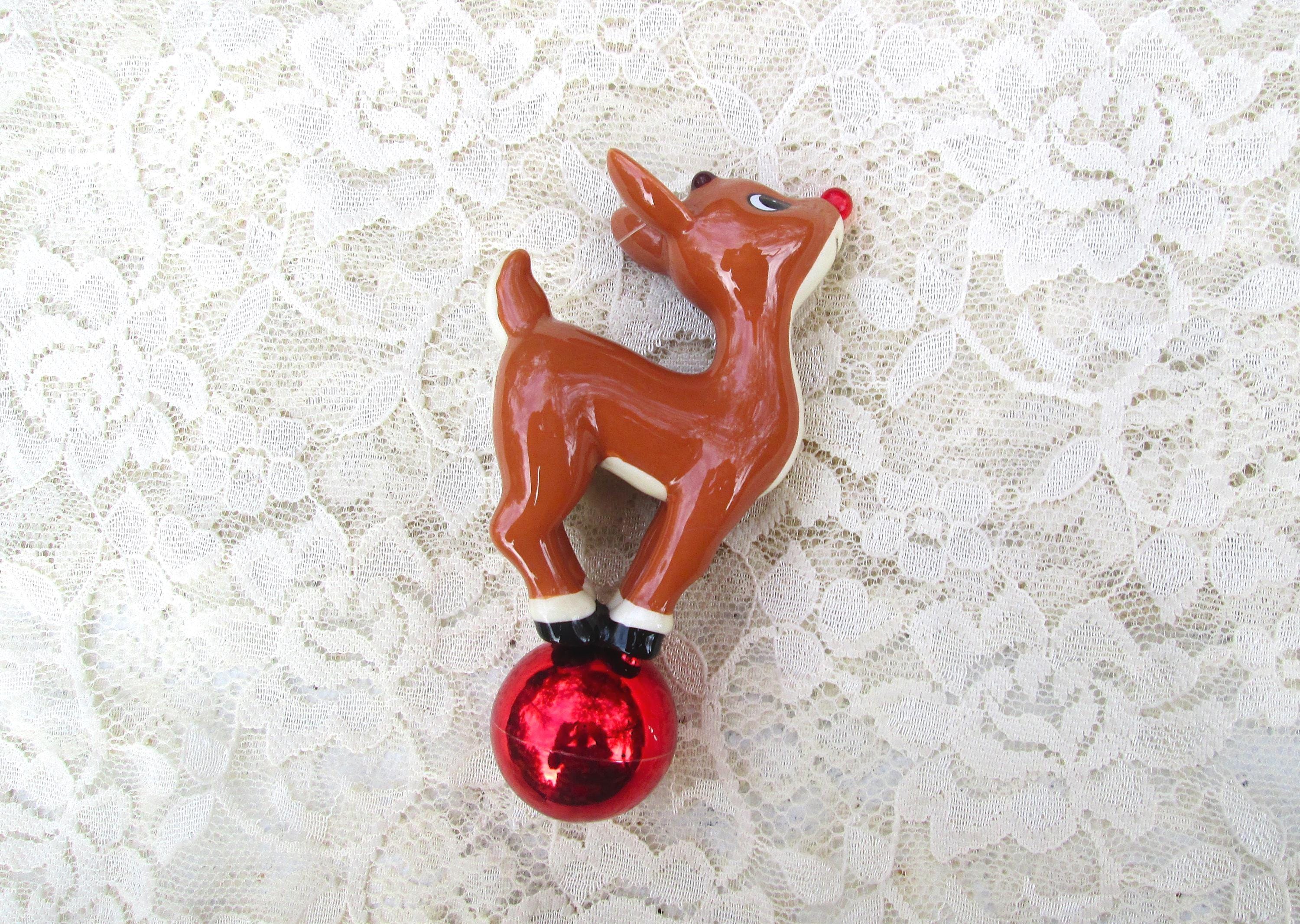Vintage Rudolph the Red Nosed Reindeer Figure Christmas Tree Ornament ...