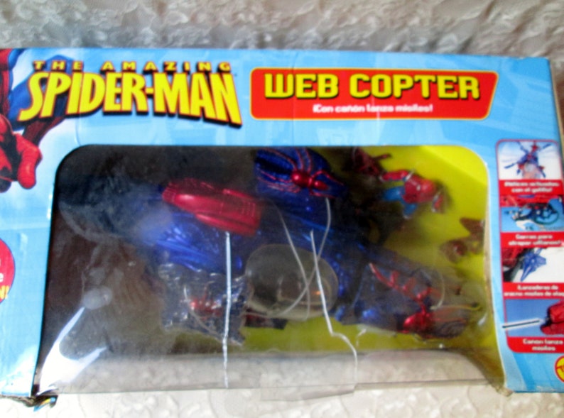 Spiderman Web Copter Toy The Amazing Spider-Man Web Copter NIB Play Set w 6" Spiderman Action Figure & Missiles Marvel Universe Rare image 3