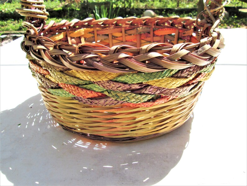 Extra Large Easter Basket Woven Wicker W Handle Rainbow Etsy