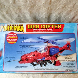 Spiderman Web Copter Toy The Amazing Spider-Man Web Copter NIB Play Set w 6" Spiderman Action Figure & Missiles Marvel Universe Rare image 2