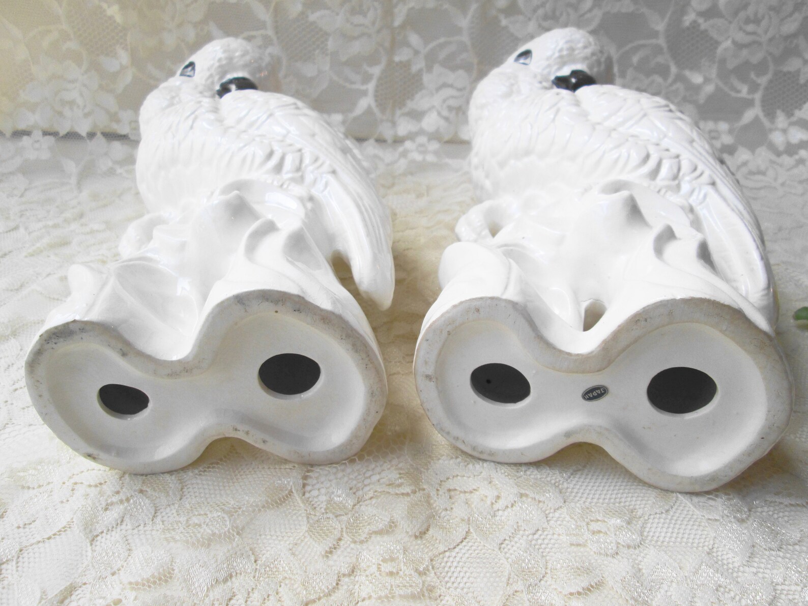 Large White Cockatiels Porcelain Figures Set Vintage Etsy